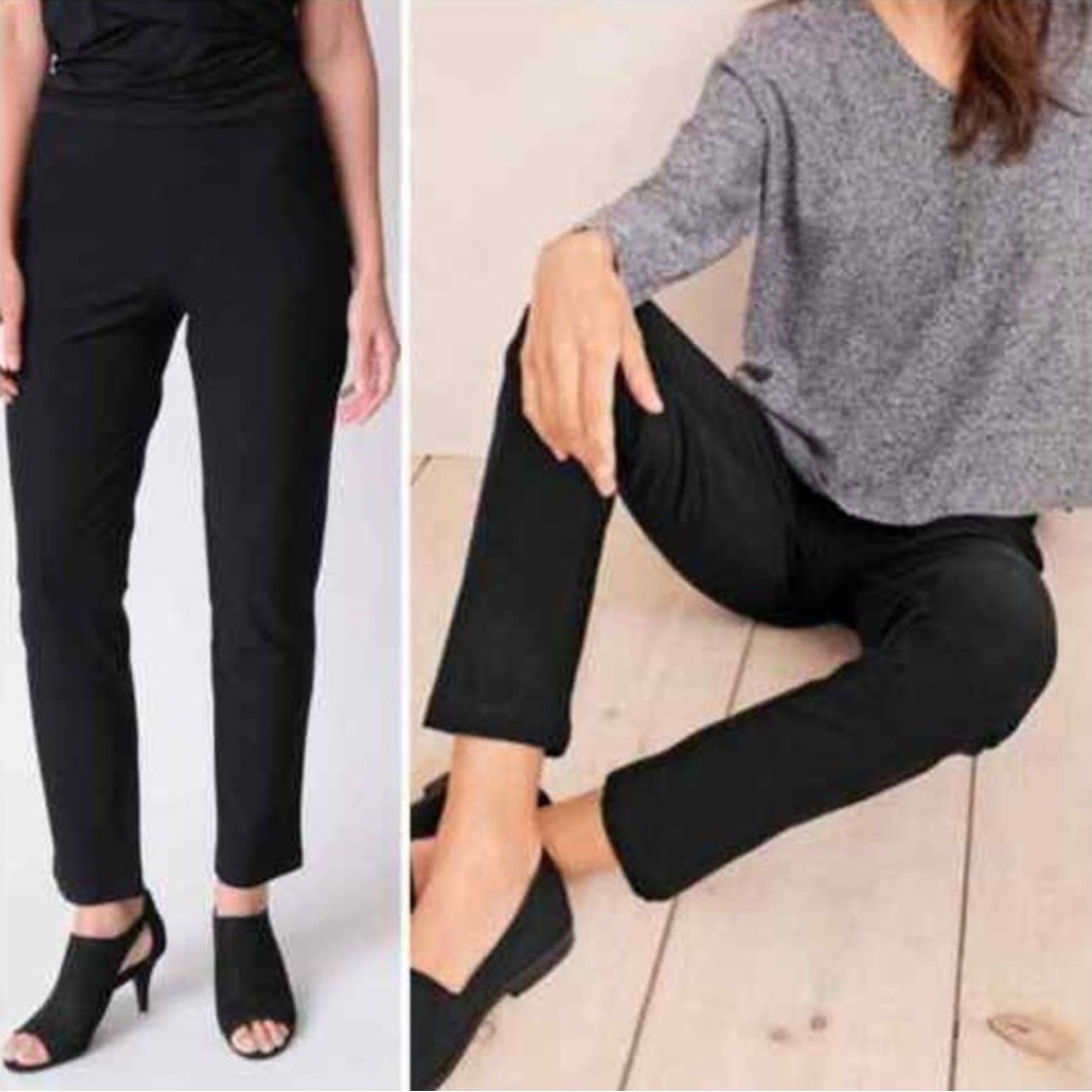 Eileen Fisher Black Elastic Waist Pull On Cropped Pants - Size S/P